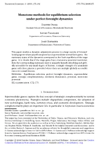 Monotone Methods for Equilibrium Selection Under Perfect Foresight Dynamics