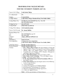 Proforma for College Details for the University Website (2017-18)