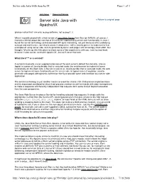Server Side Java with Apache/Ix Page 1 of 3