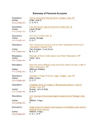 Summary of Personal Accounts