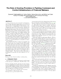 The Role of Hosting Providers in Fighting Command and Control Infrastructure of Financial Malware