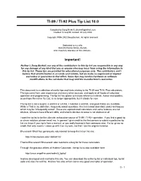 TI-89 / TI-92 Plus Tip List 10.0