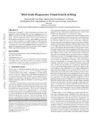 Web-Scale Responsive Visual Search at Bing