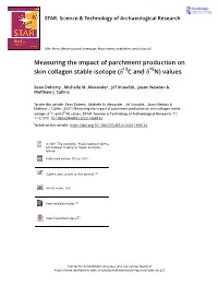 Measuring the Impact of Parchment Production on Skin Collagen Stable Isotope (Δ13c and Δ15n) Values