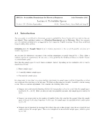 Probability Spaces Lecturer: Dr