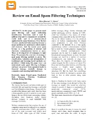 Review on Email Spam Filtering Techniques