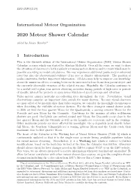 2020 Meteor Shower Calendar Edited by J¨Urgen Rendtel 1