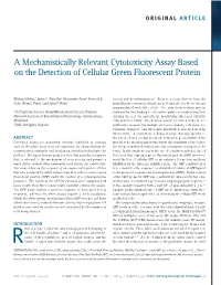 A Mechanistically Relevant Cytotoxicity Assay Based on the Detection of Cellular Green Fluorescent Protein
