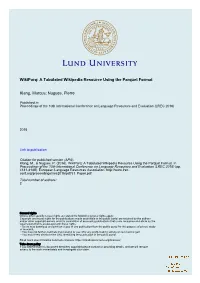 A Tabulated Wikipedia Resource Using the Parquet Format Klang