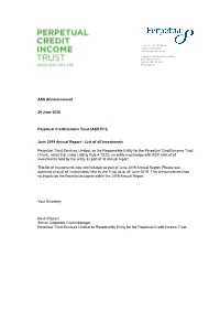 (ASX:PCI) June 2019 Annual Report – List of All Investments Perpe