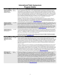International Trails Symposium Program Details