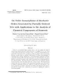 On Order–Isomorphisms of Stochastic Orders Generated by Partially Ordered Sets with Applications to the Analysis of Chemical Components of Seaweeds
