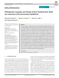 Phylogenetic Topology and Timing of New Zealand Olive Shells Are Consistent with Punctuated Equilibrium