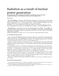 Radiation As a Result of Nuclear Power Generation