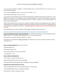 Supply List for Watercolor Workshop Students