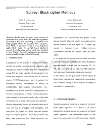 Survey: Block Cipher Methods