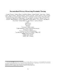 Decentralized Privacy-Preserving Proximity Tracing