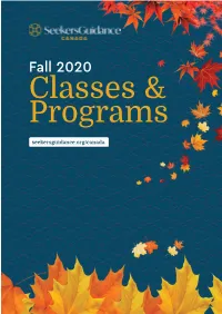 Fall 2020 Classes & Programs