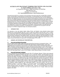 OUTER PLANET SPACECRAFT TEMPERATURE TESTING and ANALYSIS by Alan R