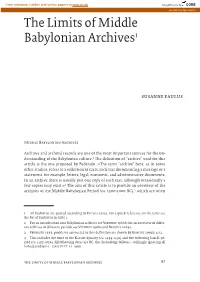 The Limits of Middle Babylonian Archives1