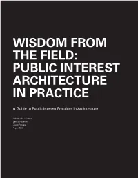 Wisdom from the Field: Public Interest Design Practice