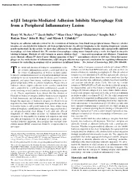 Inflammatory Lesion Macrophage Exit from a Peripheral 1 Integrin