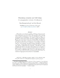 Measuring Progress and Well-Being: a Comparative Review of Indicators