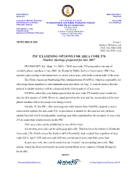 PSC EXAMINING OPTIONS for AREA CODE 270 Number Shortage Projected for Late 2007