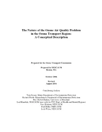 The Nature of the Ozone Air Quality Problem in the Ozone Transport Region: a Conceptual Description