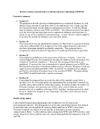 Written Evidence Submitted by Lee Sheldon (Private Individual) (OWB159) Executive Summary • Section 15 the Proposal to Ban Th