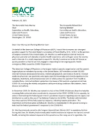 ACP Letter of Support for the Nomination of Vivek Murthy, MD