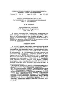 INTERNATIONAL BULLETIN of BACTERIOLOGICAL NOMENCLATURE and TAXONOMY Volume 10 No