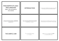 Philosophy of Logic and Language