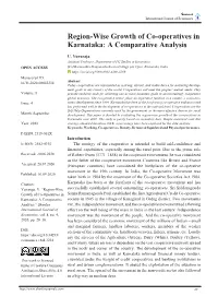 Region-Wise Growth of Co-Operatives in Karnataka: a Comparative Analysis