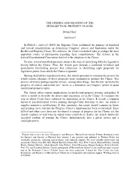 The Origins and Meaning of the Intellectual Property Clause
