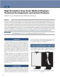 High Resolution Gray Scale Medical Displays - Technical Developments and Actual Products
