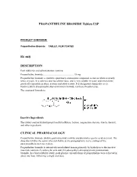 PROPANTHELINE BROMIDE Tablets USP Rx Only DESCRIPTION