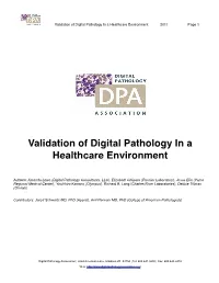 Validation of Digital Pathology in a Healthcare Environment 2011 Page 1