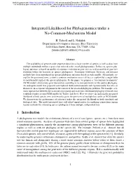 Integrated Likelihood for Phylogenomics Under a No-Common-Mechanism Model