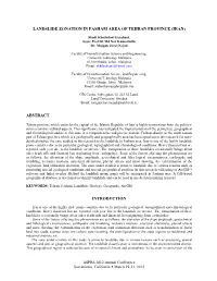 Landslide Zonation in Fasham Area of Tehran Province (Iran) Abstract Introduction