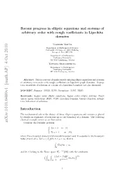 Recent Progress in Elliptic Equations and Systems of Arbitrary Order With