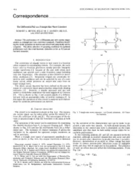 The Differential Pair As a Triangle-Sine Wave Converter V - ROBERT G