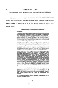 Appendix One Puparia of British Sphaeroceridae