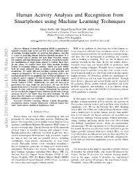 Human Activity Analysis and Recognition from Smartphones Using Machine Learning Techniques