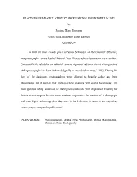 Practices of Manipulation by Professional Photojournalists