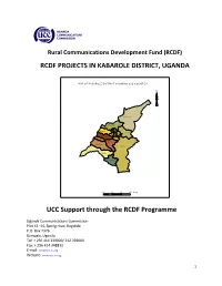 RCDF PROJECTS in KABAROLE DISTRICT, UGANDA UCC Support