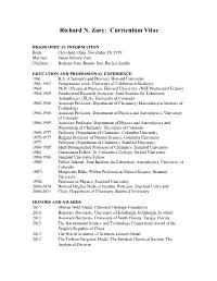 Richard N. Zare: Curriculum Vitae
