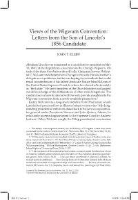 Views of the Wigwam Convention: Letters from the Son of Lincoln's