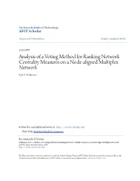 Analysis of a Voting Method for Ranking Network Centrality Measures on a Node-Aligned Multiplex Network Kyle S