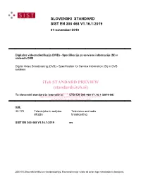DVB) - Specifikacija Za Servisne Informacije (SI) V Sistemih DVB